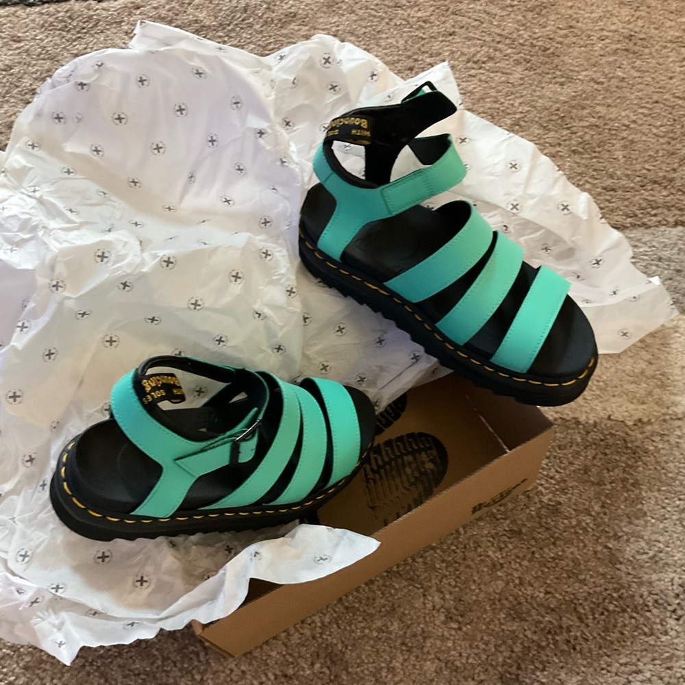 Dr. Martens Teal Aqua Strappy Sandals - Picture 4 of 6